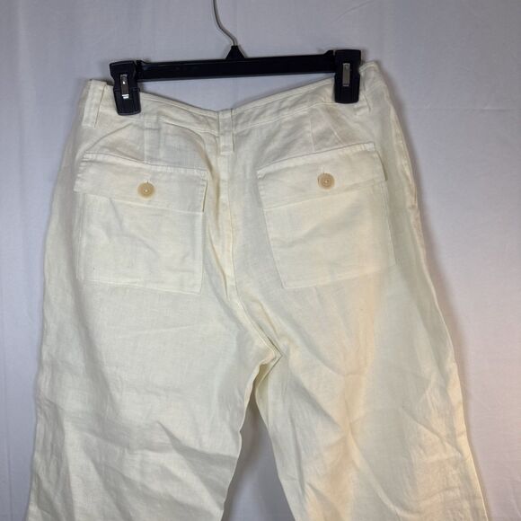 Women’s Eddie Bauer Cream Wide Leg Linen Capri Pants Size 8 Petite NWOT - Picture 9 of 14
